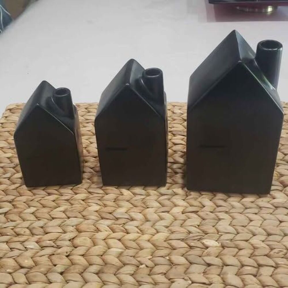 Hearth and Hand (3) Magnolia Black Houses Bud Vases Target Limited Edition